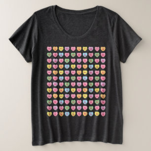 かわいい面白い女の子らしいカスタム会話キャンディハート プラスサイズTシャツ