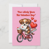 かわいい面白い子犬のラブハーツバレンタインカード シーズンカード (正面)