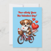 かわいい面白い子犬ラブハートバレンタインカード シーズンカード (正面)