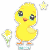 かわいい面白い幸せなひよこステッカー シール (正面)