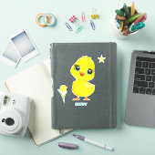 かわいい面白い幸せなひよこステッカー シール (iPadカバー)