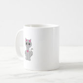 かわいい面白い幸せな灰色の猫 コーヒーマグカップ (正面左)