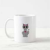 かわいい面白い幸せな灰色の猫 コーヒーマグカップ (左)