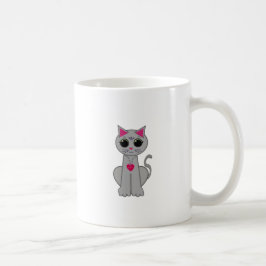 かわいい面白い幸せな灰色の猫 コーヒーマグカップ