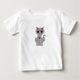 かわいい面白い幸せな灰色の猫 ベビーTシャツ