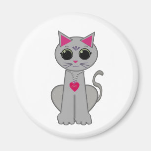 かわいい面白い幸せな灰色の猫 マグネット