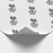 かわいい面白い幸せな灰色の猫 ラッピングペーパー (角)