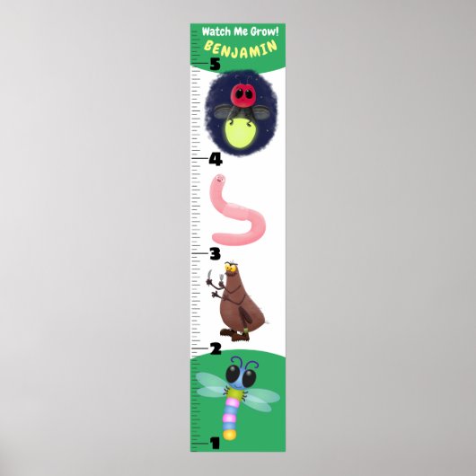 かわいい面白い昆虫の漫画成長チャート ポスター (正面)