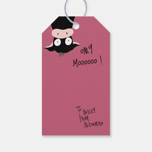 かわいい面白い牛の駄洒落デザイン Only Moooooo! ギフトタグ (裏面)