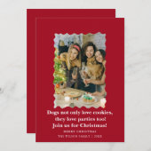 かわいい面白い犬たちからのクリスマスホリデーカード 招待状 (正面/裏面)