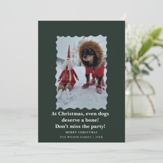 かわいい面白い犬たちからのクリスマスホリデーカード 招待状 (スタンド正面)