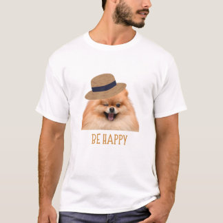 かわいい面白い犬のハッピーなタイポグラフィー グラフィックTシャツ Tシャツ