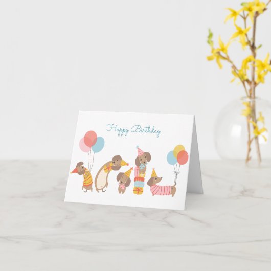 かわいい面白い犬のパーティー カード (黄色い花)