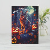 かわいい面白い猫のハロウィンのかぼちゃ シーズンカード (スタンド正面)