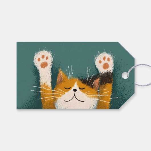 かわいい面白い猫の昼寝 ギフトタグ (正面(横))