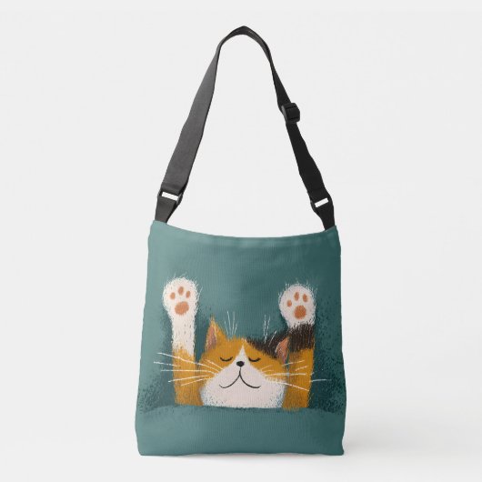 かわいい面白い猫の昼寝 クロスボディバッグ (正面)