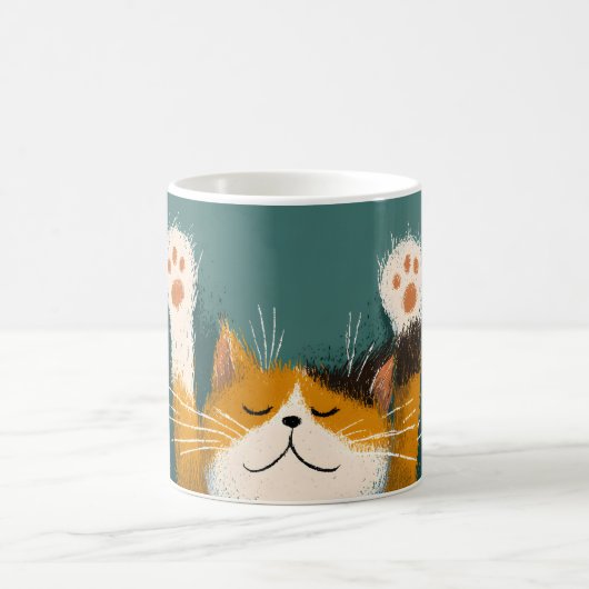 かわいい面白い猫の昼寝 コーヒーマグカップ (中央)