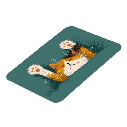 かわいい面白い猫の昼寝 マグネット (左側)