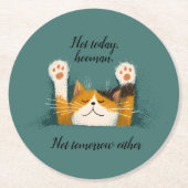 かわいい面白い猫の昼寝 ラウンドペーパーコースター (正面)