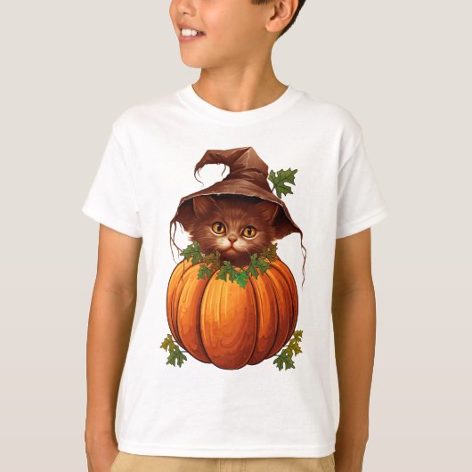 かわいい面白い猫カボチャ Tシャツ (正面)