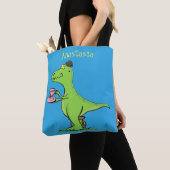 かわいい面白い緑のT-Rex恐竜の漫画 トートバッグ (クローズアップ)