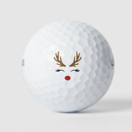 かわいい面白い赤鼻のトナカイのクリスマスギフト ゴルフボール