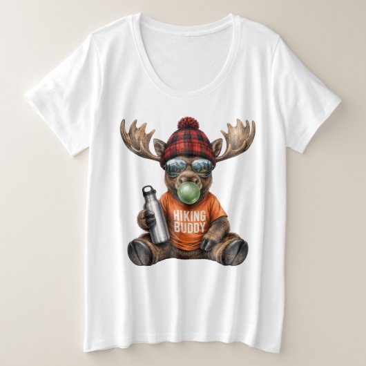 かわいい面白い風船ガム動物 プラスサイズTシャツ (デザイン正面)
