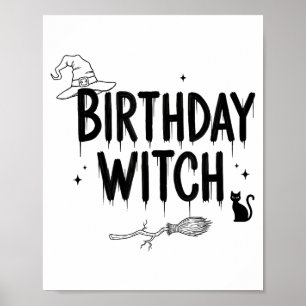 かわいい面白い魔女ウィッチー誕生日ウィッチハッピー女性 ポスター