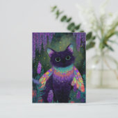 かわいい面白い黒猫の妖精 ポストカード (スタンド正面)