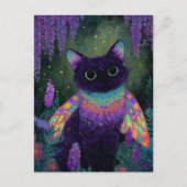 かわいい面白い黒猫の妖精 ポストカード (正面)