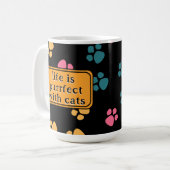 かわいい面白い黒猫の足 コーヒーマグカップ (正面左)