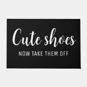 かわいい靴が脱ぐ |黒おもしろい色 ドアマット (正面)
