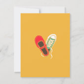 かわいい靴とスニーカーのイラスト 結婚式 黄色 セーブザデート (裏面)