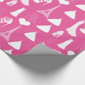 かわいい靴の花嫁の服のエッフェル塔のハート ラッピングペーパー (角)