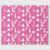 かわいい靴の花嫁の服のエッフェル塔のハート ラッピングペーパー (フラット)