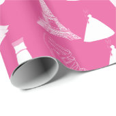 かわいい靴の花嫁の服のエッフェル塔のハート ラッピングペーパー (ロールコーナー)