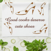 かわいい靴ブラウンおよび白 キッチンタオル (折り畳み)