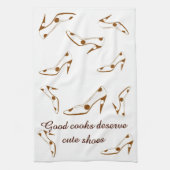 かわいい靴ブラウンおよび白 キッチンタオル (縦)