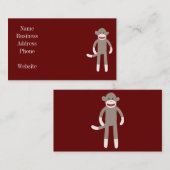 かわいい靴下のサルが赤でストライプ 名刺 (正面/裏面)