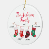 かわいい靴下の名前の4の家族 セラミックオーナメント (左)