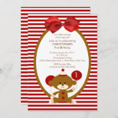かわいい靴下の猿の子供の誕生日招待状 招待状 (正面/裏面)