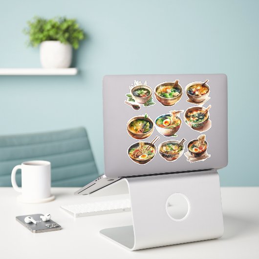 かわいい韓国ラーメン＆スープステッカーシート30006 シール (デスク上のノートパソコン)