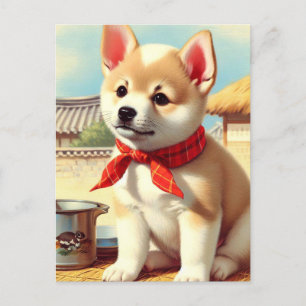 かわいい韓国人犬絵を描ズ ポストカード