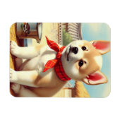 かわいい韓国人犬絵を描ズ マグネット (横)