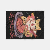 かわいい韓国猫食べのバーベキューアニメ フリースブランケット (正面(横))