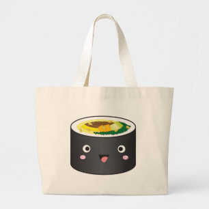 かわいい韓国語Gimbap ラージトートバッグ