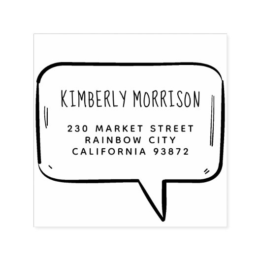 かわいい音声認識バブル手書き名前差出人住所 セルフインキングスタンプ (デザイン)