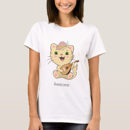 かわいい音楽が流れるジンジャーキャラメルタビー猫 Tシャツ