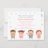 かわいい音楽テーマの子供の誕生日パーティの招待状 招待状 (正面)