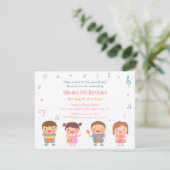 かわいい音楽テーマの子供の誕生日パーティの招待状 招待状 (スタンド正面)